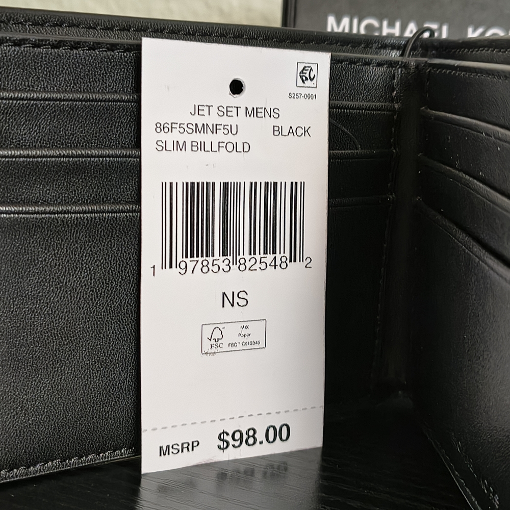 Michael Kors Black Slim Billfold with MK Accent - Picture 2 of 6